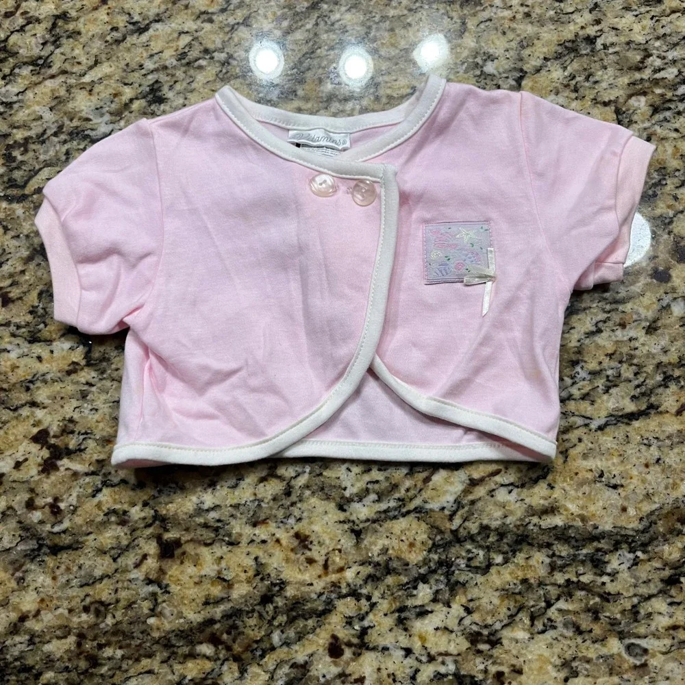 Vitamins Baby Girl Pink Shrug Bolero Cardigan Seashell Patch 0-3 Months